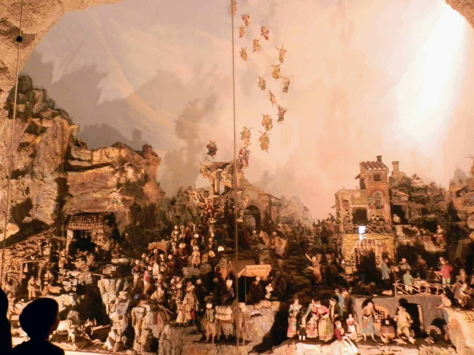 presepe con figure e paesaggi rurali, 