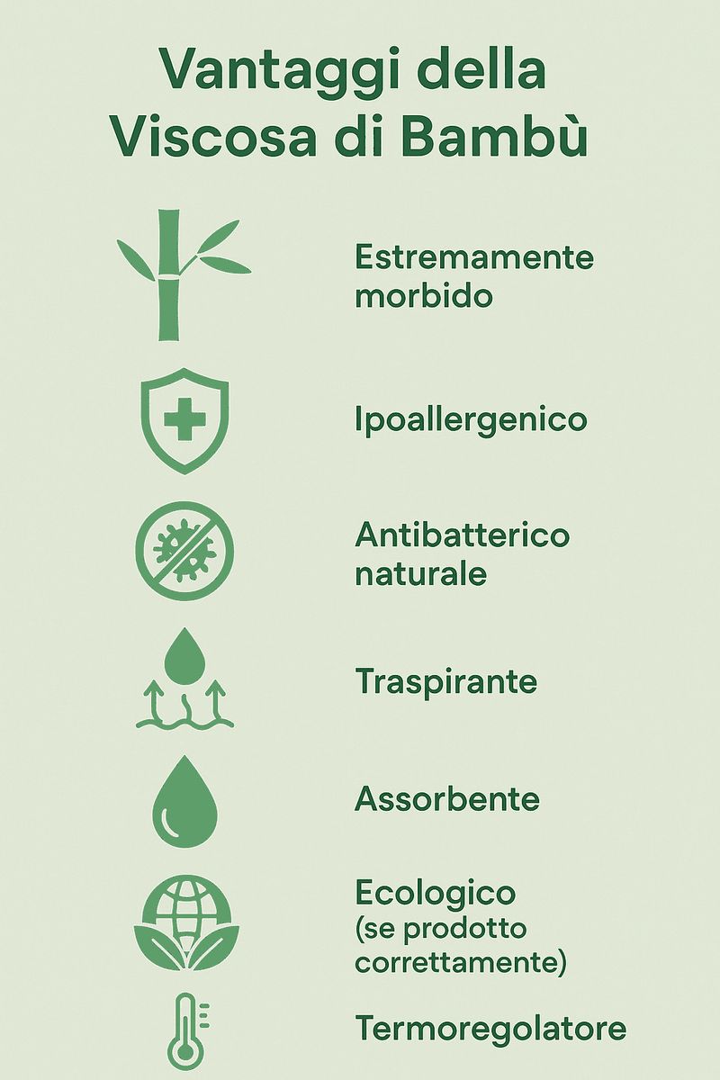5 Tessuti estivi per pelle sensibile e allergie 4 5 Tessuti estivi per pelle sensibile e allergie. pianta di bambù con i vantaggi della viscosa di bambù, come morbidezza, ipoallergenico, antibatterico naturale, traspirante, assorbente, ecologico e termoregolatore.