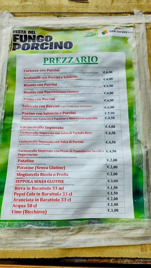 Menu e locandina della Festa del Fungo Porcino