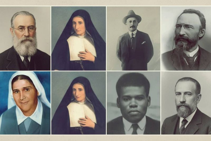7 nuovi santi papa leone XIV da 4 continenti 2 Papa leone xiv canonizza 7 santi: 7 nuovi santi papa leone XIV da 4 continenti. Riflettori su personaggi storici e religiosi, ritratti in stili diversi e periodi temporali, immagine di collezione di ritratti famosi e iconici, arte e fotografia storica, celebrare figure influenti del passato e della cultura mondiale.