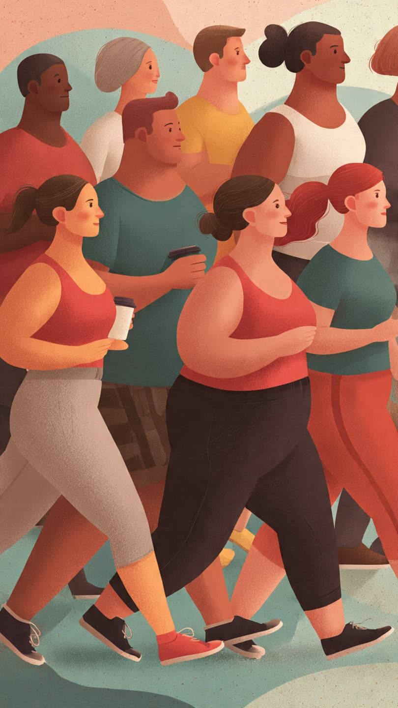 Uomini e donne di diverse etnie che fanno jogging insieme, promuovendo inclusione e benessere attraverso lo sport.