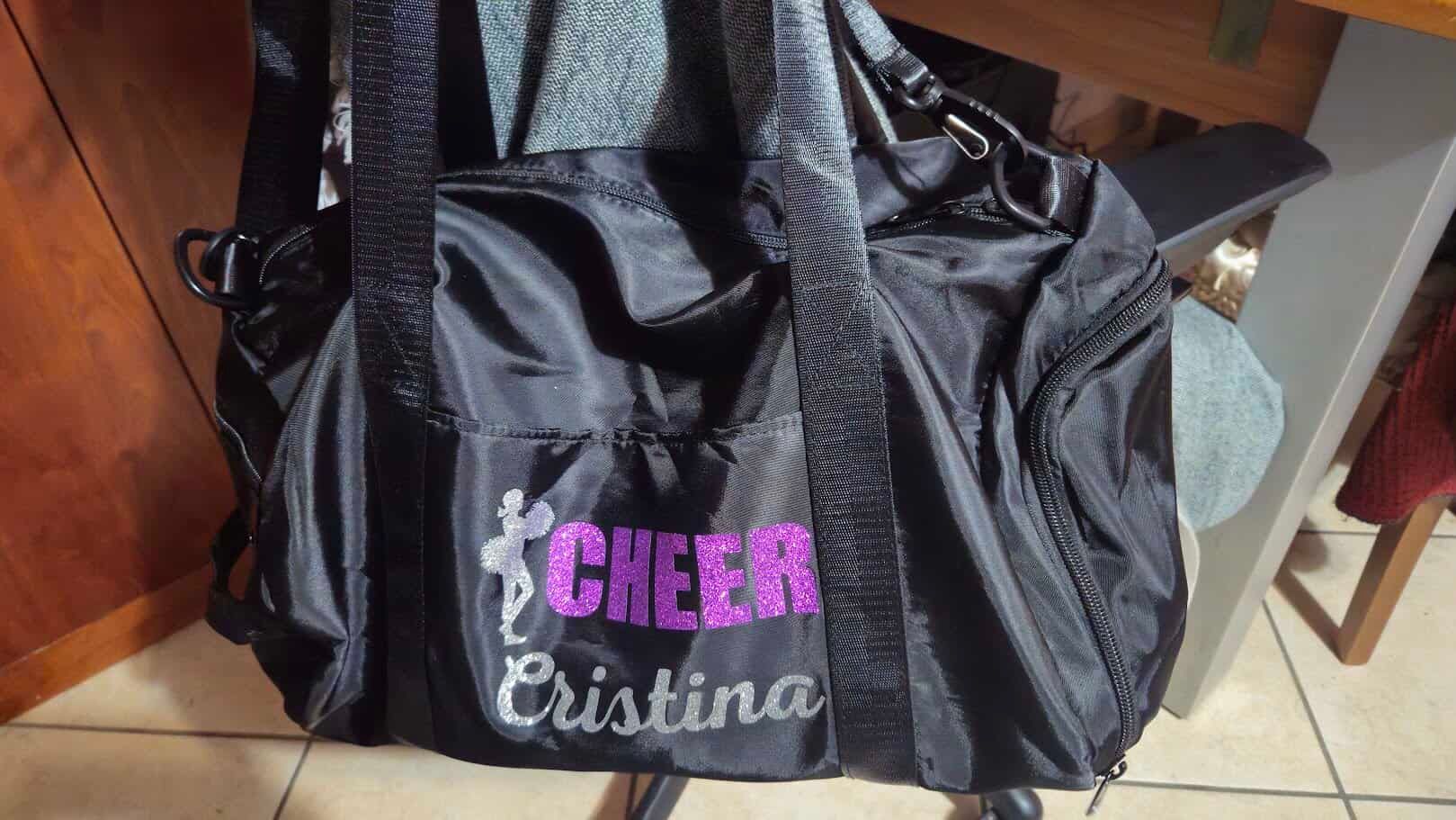 Borsa sportiva con logo glitterato e nome personale