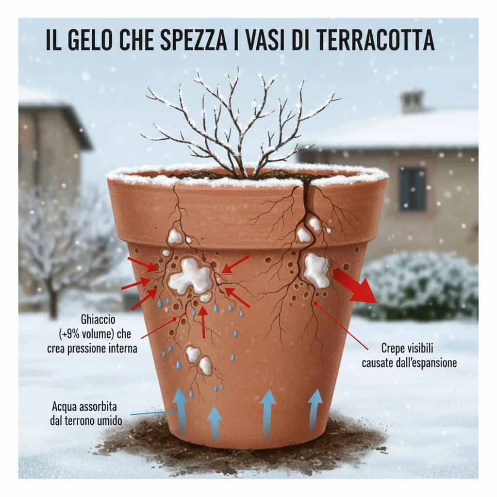 Perché i vasi da fiori si crepano in inverno