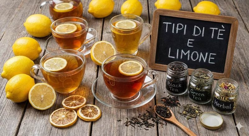 Quando aggiungere il limone al tè 2 Tè di limone e tisane naturali in bicchieri trasparenti con limoni freschi e spezie, ideale per momenti di relax e benessere.