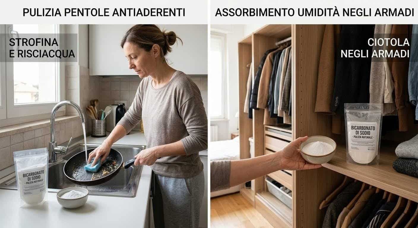  pulisce pentole antiaderenti (strofina e risciacqua) o assorbe umidità negli armadi