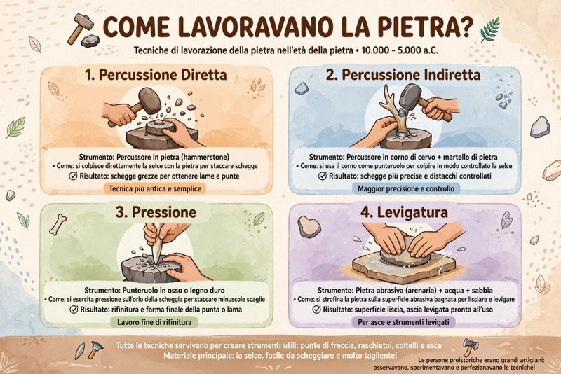 Come facevano gli strumenti gli uomini preistorici? 3 Come lavoravano la pietra?