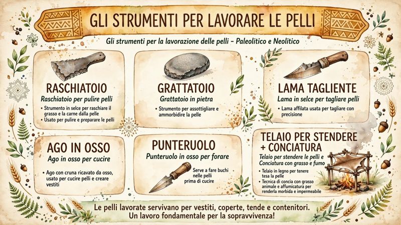 Come facevano gli strumenti gli uomini preistorici? 9 Gli strumenti per lavorare le pelli
