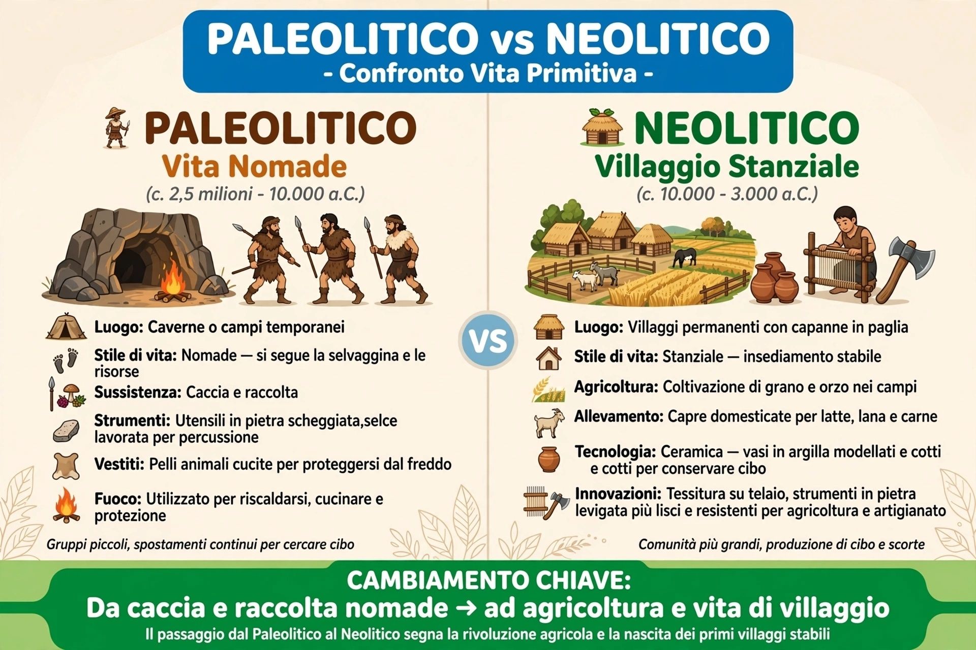 Paleolitico e Neolitico: quali sono le differenze?
