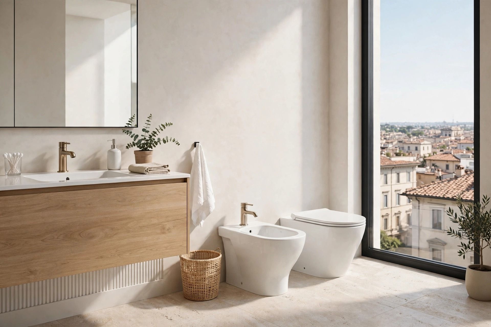 Bagno moderno italiano con bidet