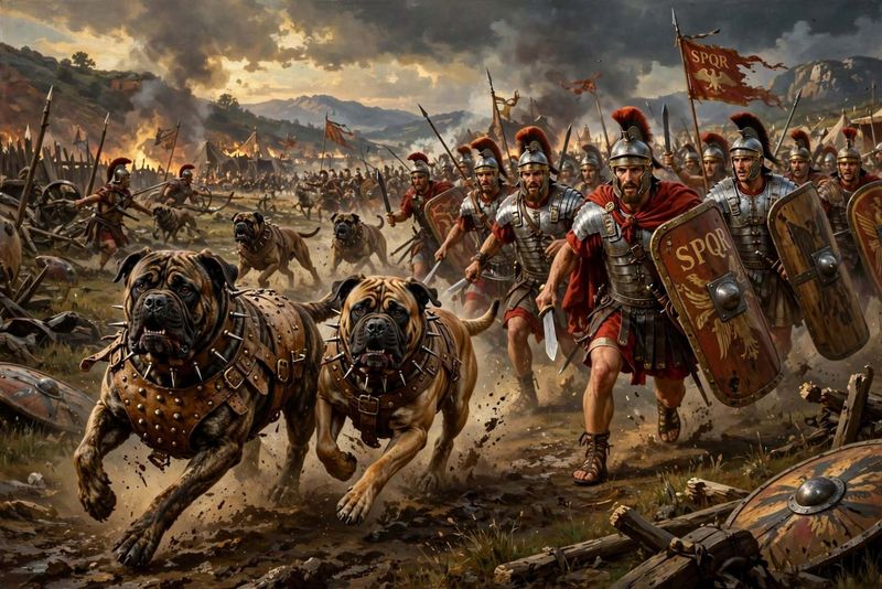 Animali in guerra: tattiche, strategie e curiosità 5 cani da guerra romani molossi SPQR