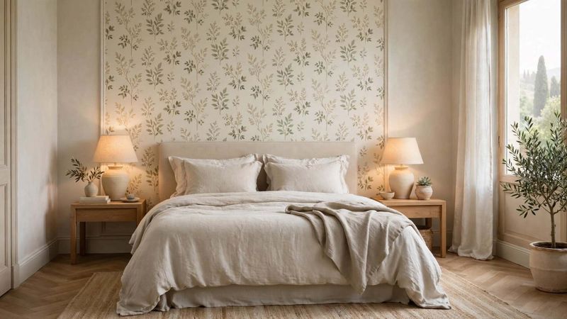 È meglio la carta da parati o la pittura? 5 la camera da letto con la parete dietro la testata come protagonista