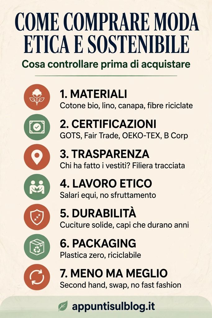 Come comprare moda etica e sostenibile: cosa controllare prima di acquistare 2 tabella decisionale moda etica e sostenibile