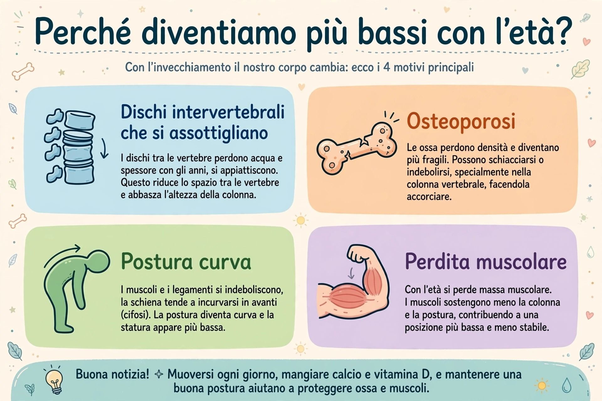 Perché diventiamo più bassi con l'età?