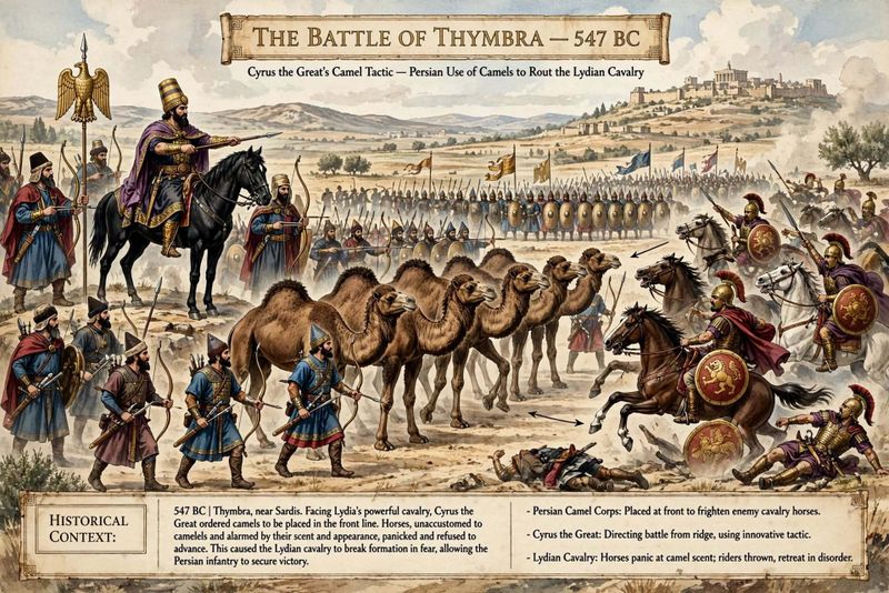 Animali in guerra: tattiche, strategie e curiosità 4 tattica cammelli Ciro il Grande battaglia Timbrea