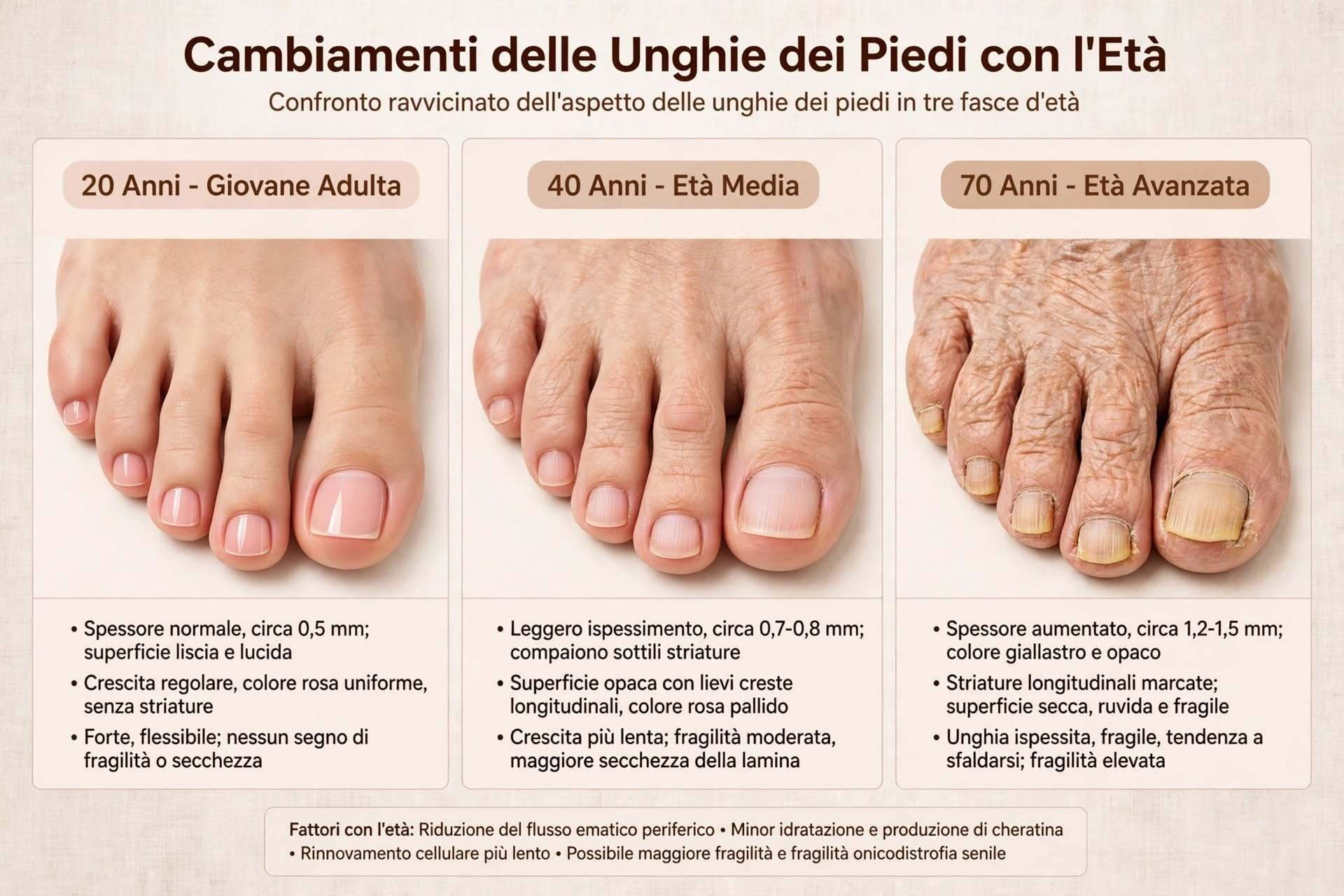 Come cambiano le unghie con l'età?