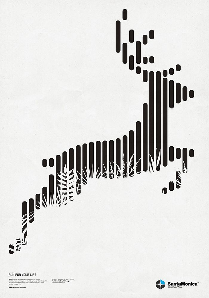 I Principi della Gestalt e la Visione Globale: Guida Semplice per la Grafica 5 Cervo in corsa formato da linee verticali nere su fondo chiaro
