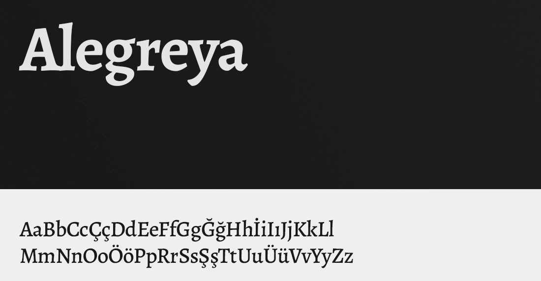 Web sitesinde Alegreya kullanımı