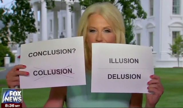 Kellyanne Conway uses props to describe Russia delusion