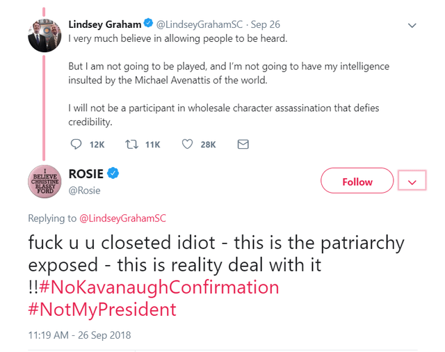 Rosie O'Donnell homophobic tweet against Lindsey Graham