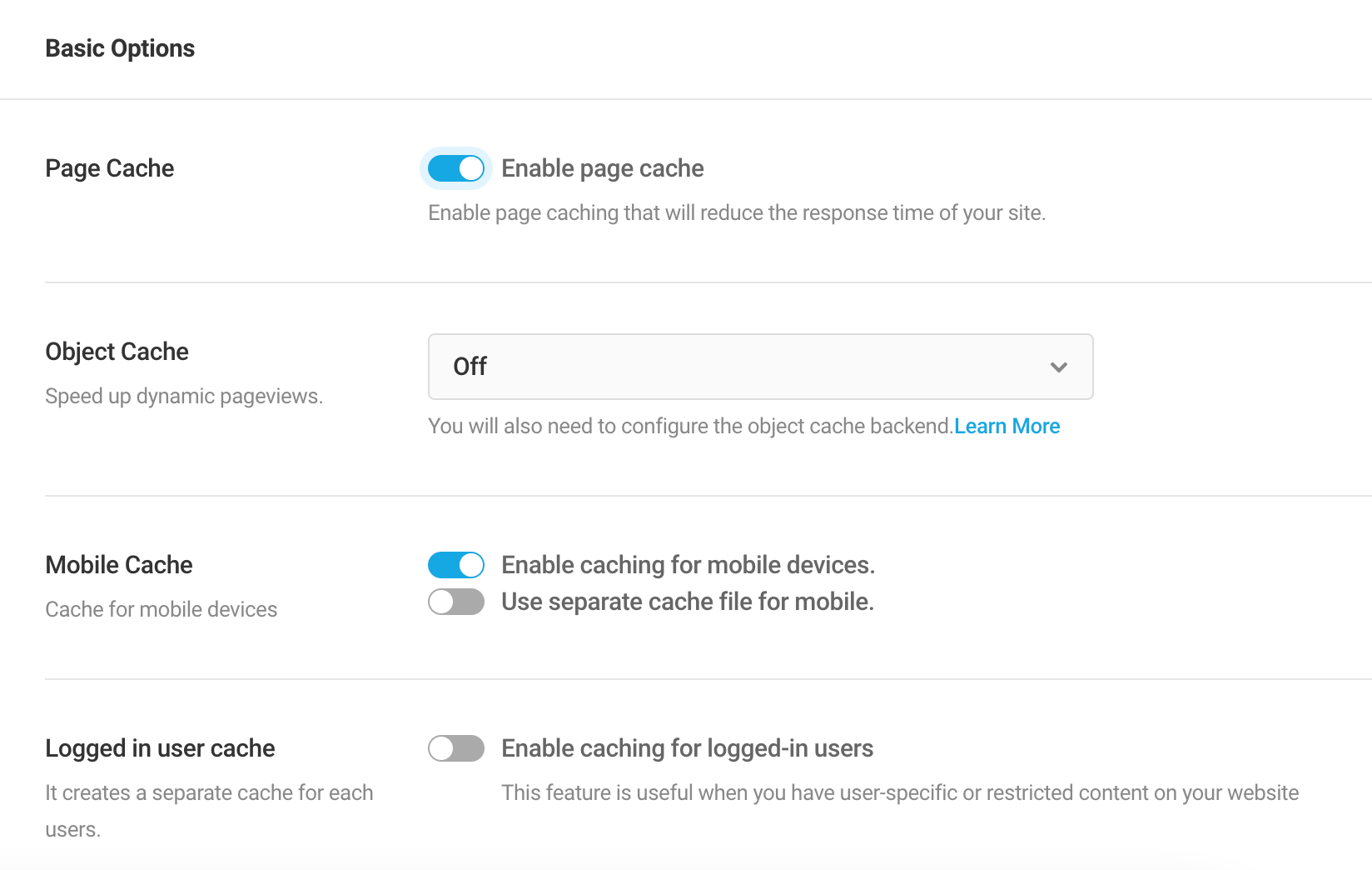 Page Caching Powered Cache Documentation