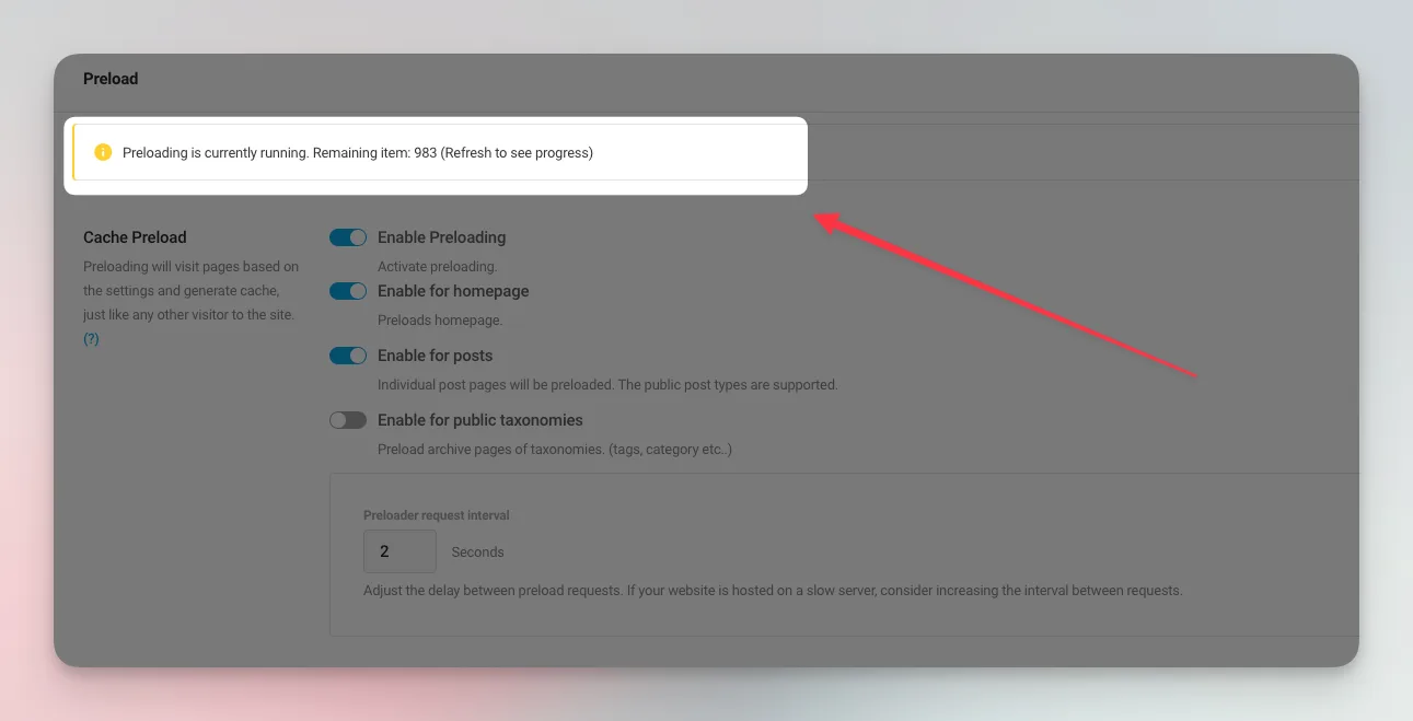 Enable Preloading – Powered Cache Documentation