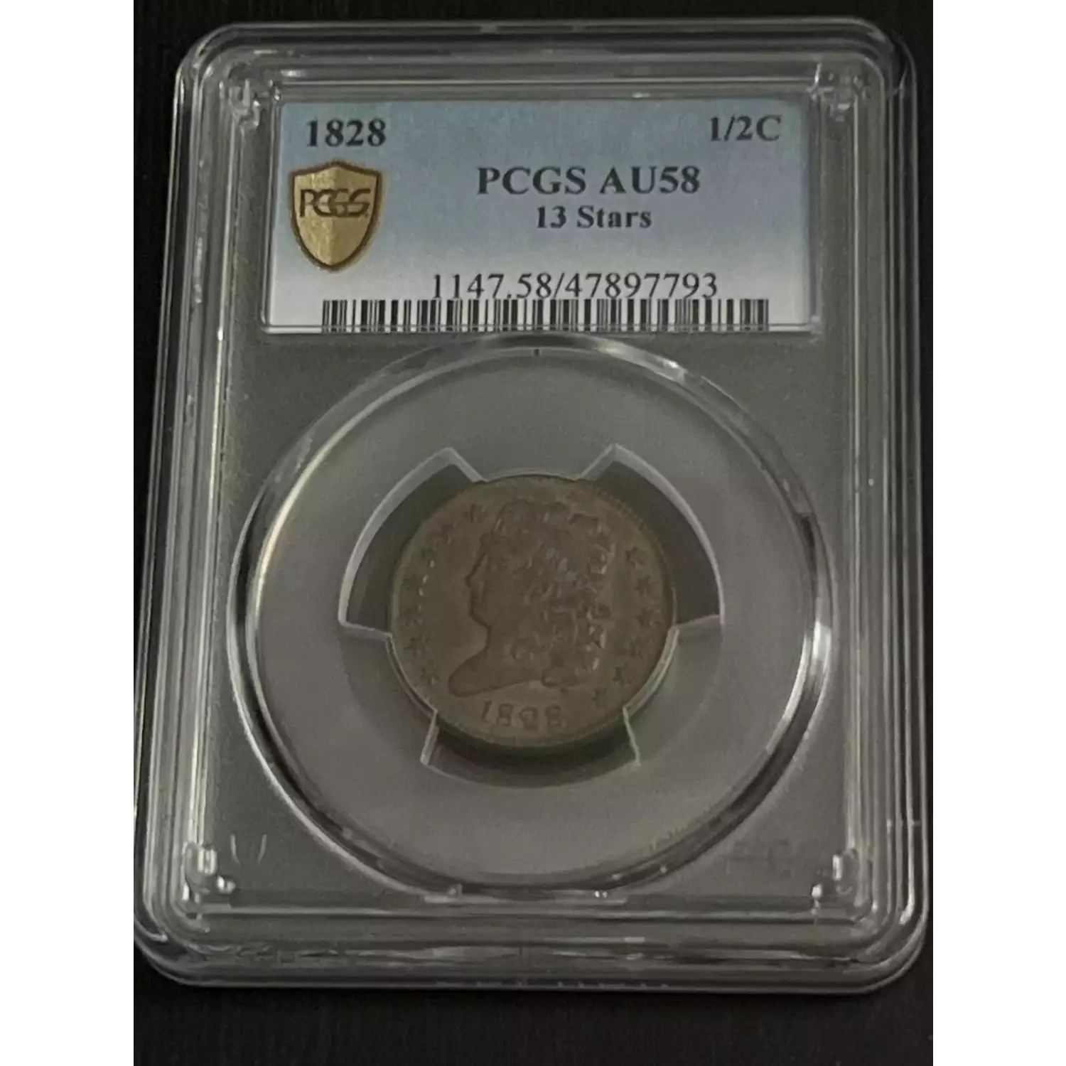 1828 Half Cents Classic Head 1809 - 36 PCGS AU-58 BN 13 Stars