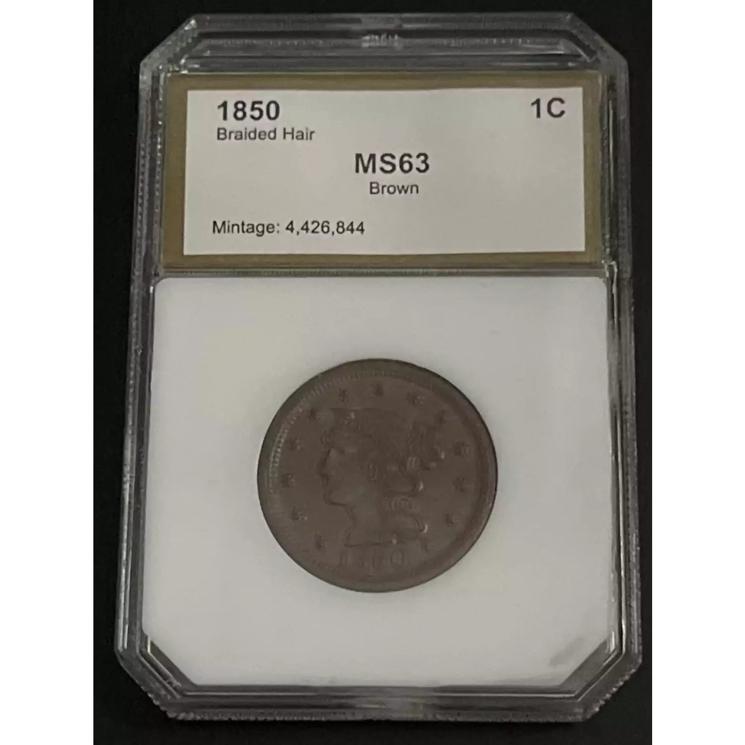 1850 Braided Hair Cent Other MS-63