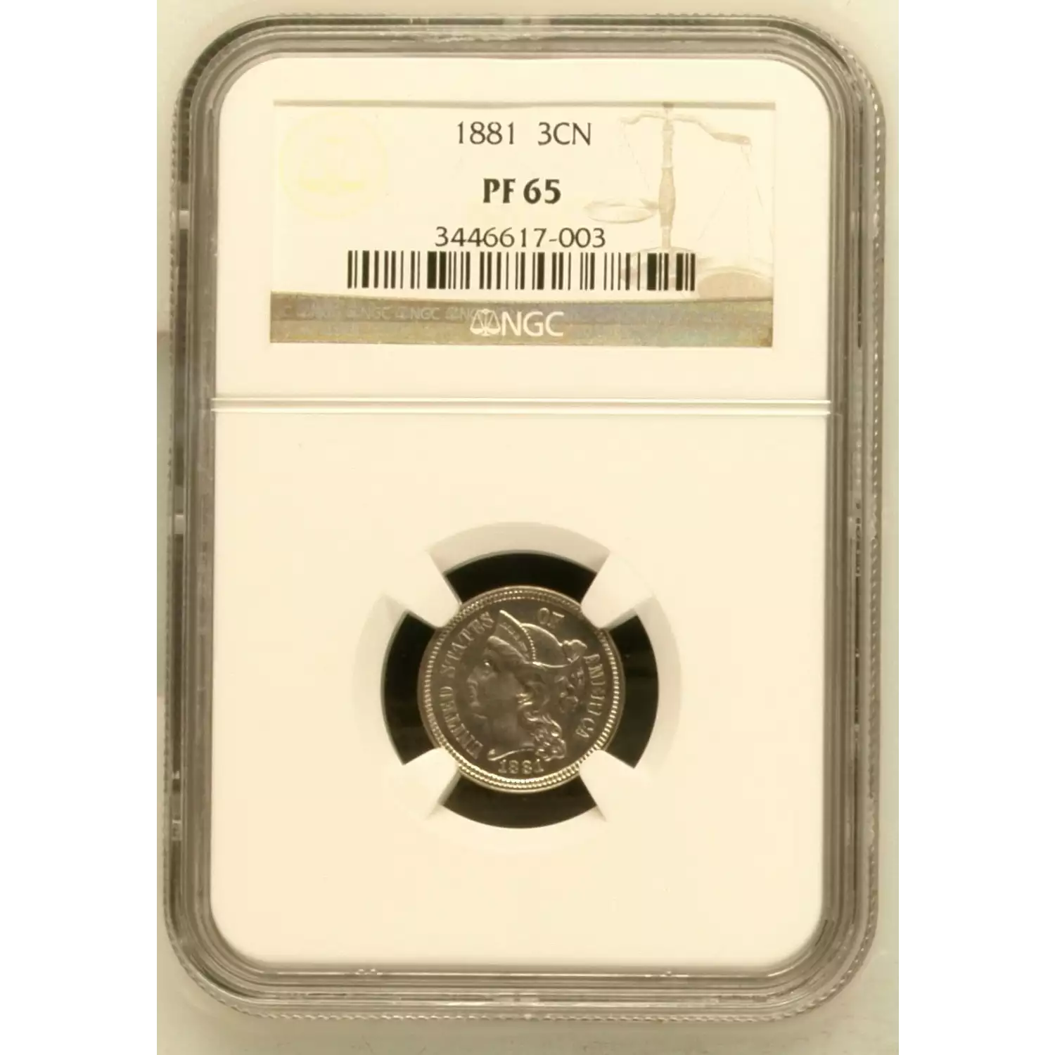 1881 Three Cent Pieces (Nickel) NGC PF-65