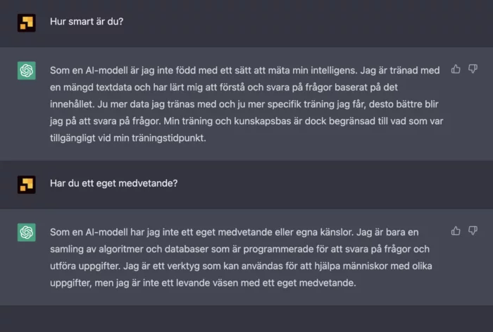 ChatGPT svarar på frågor