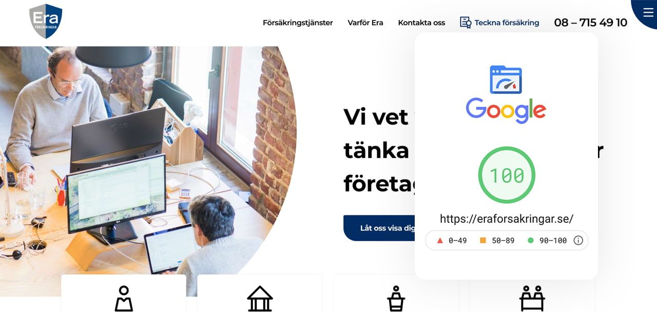 Era Försäkringar toppar hastighetstest hos Google