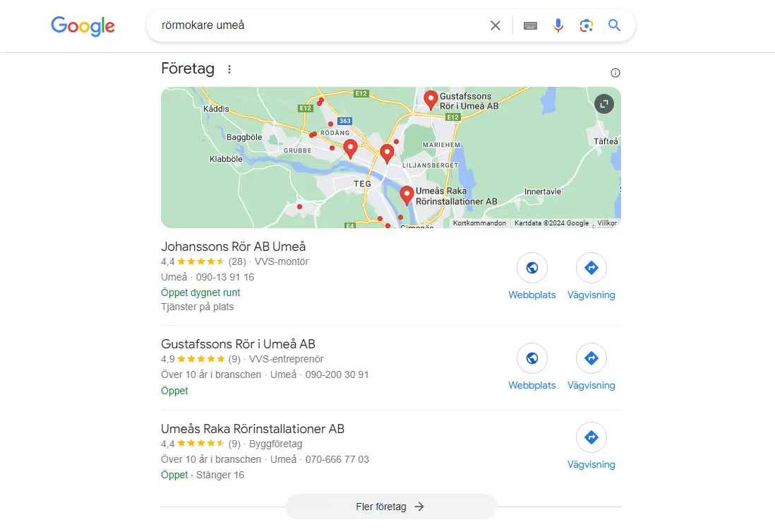 Google My Business Karta