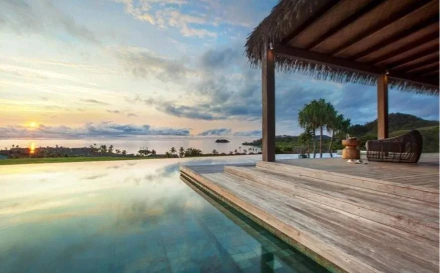 deck with covering overlooking water