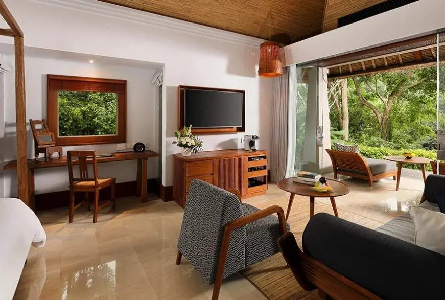 large walkout window with television on the wall