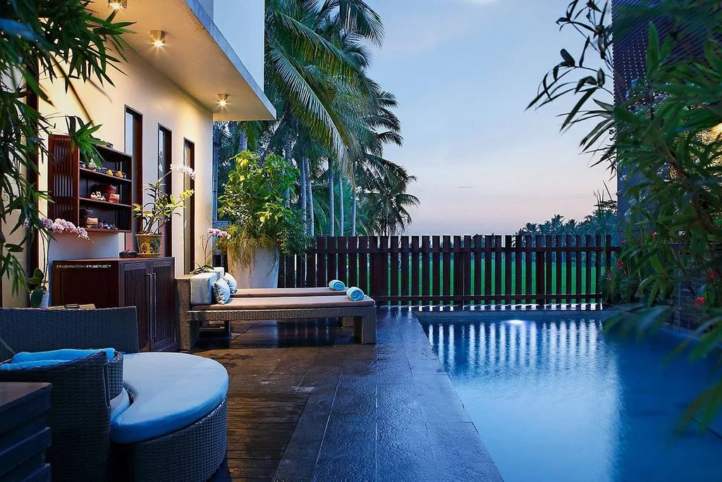 private pool with fence around pool