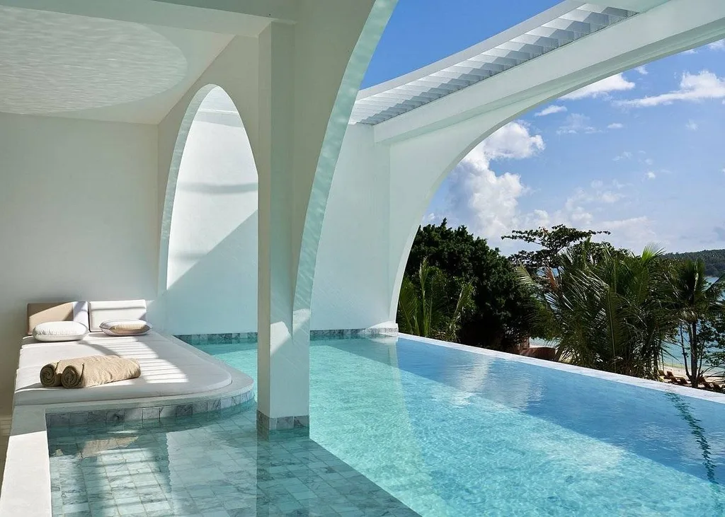 resort room with private pool