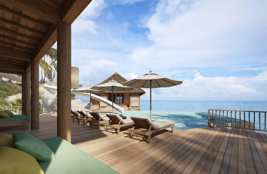 resort deck with umbrella