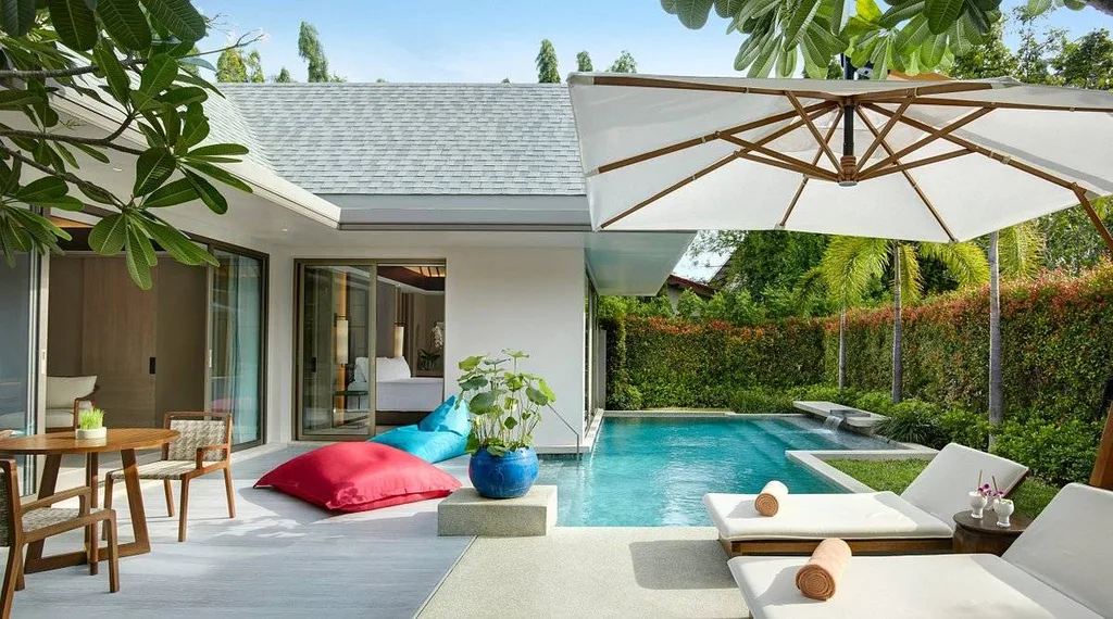 resort room with private pool