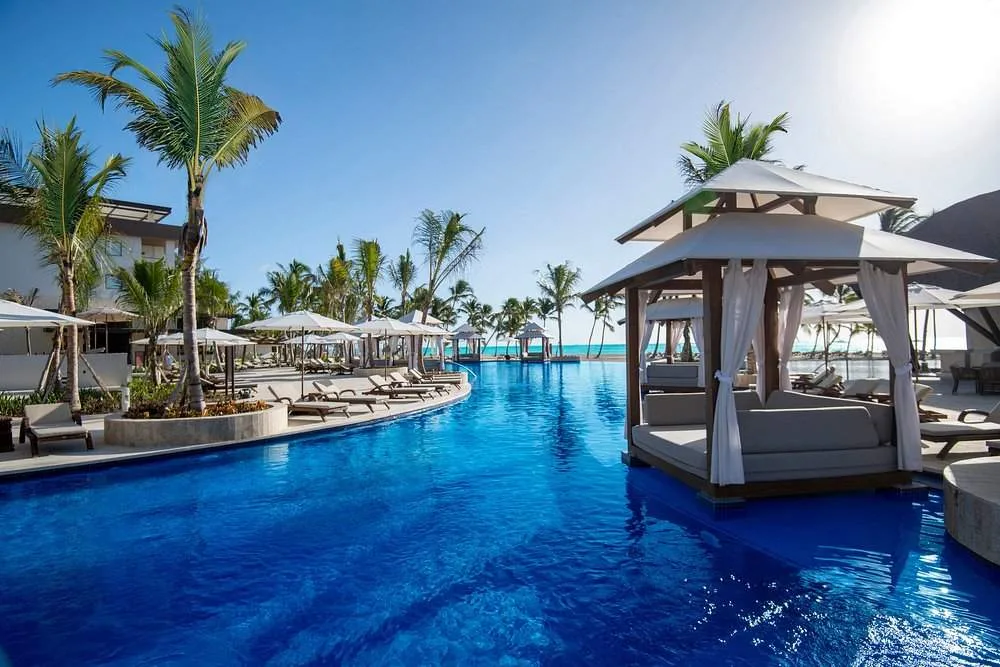 resort pool with floating cabana