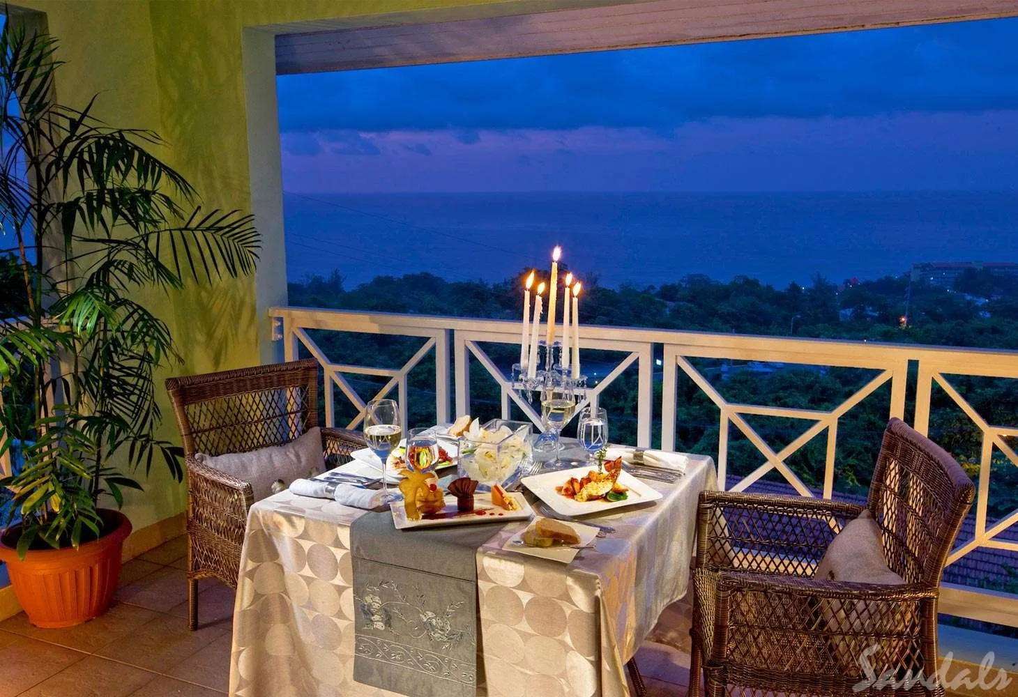 outdoor dinner table at dusk