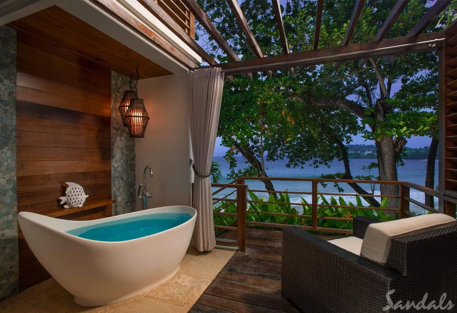 resort room with outside tub