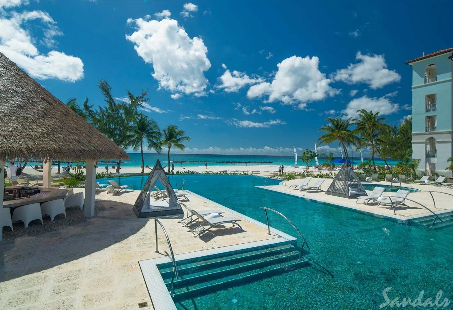 large resort pool at beach