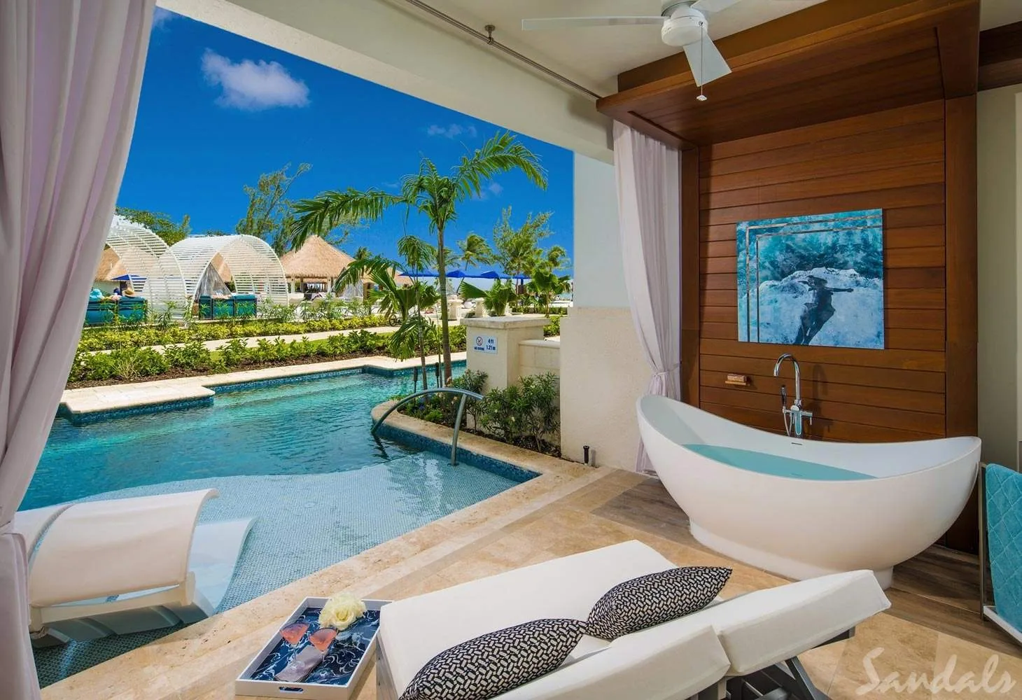 resort room with square pool