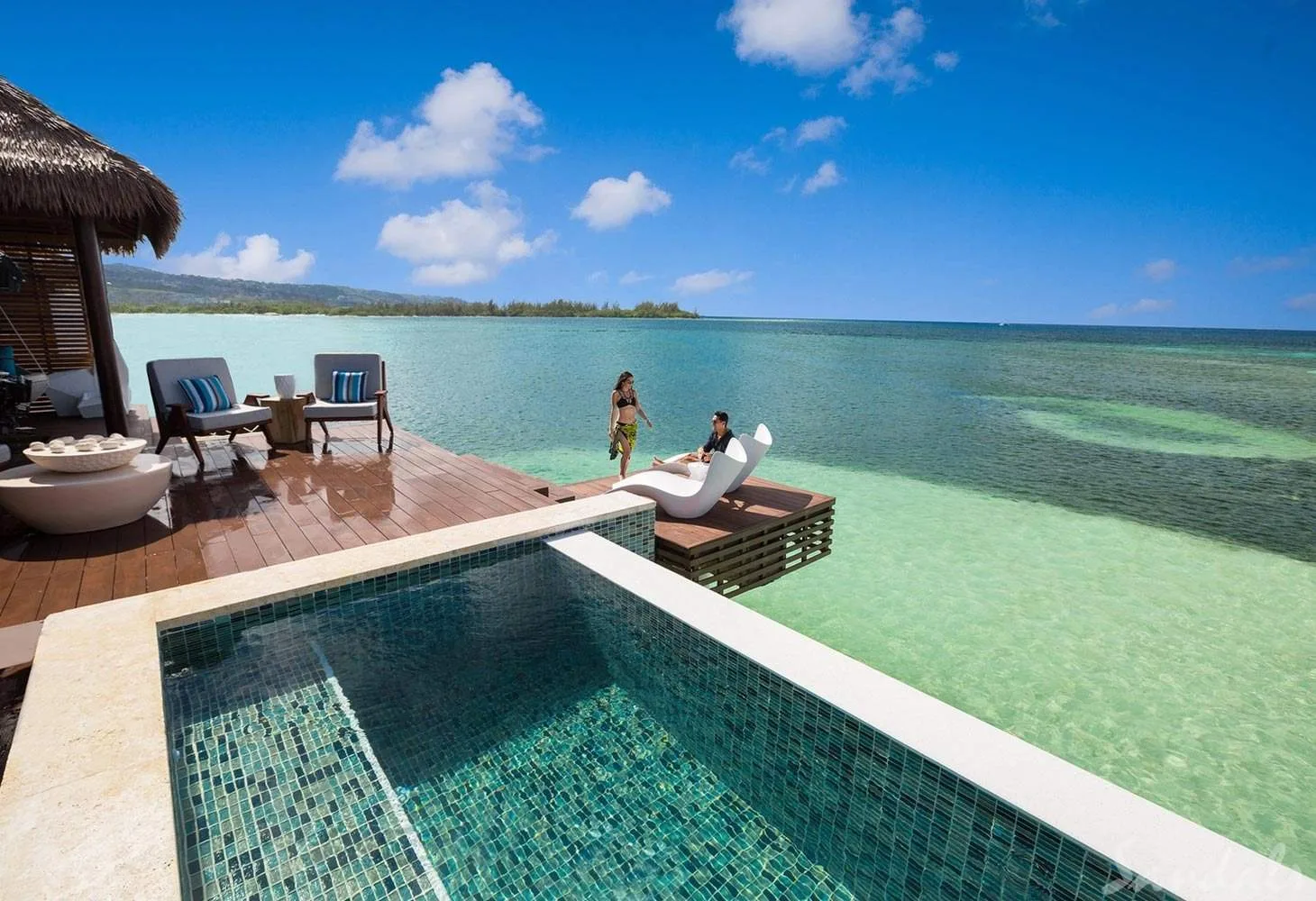 infinity pool on over-water bungalow