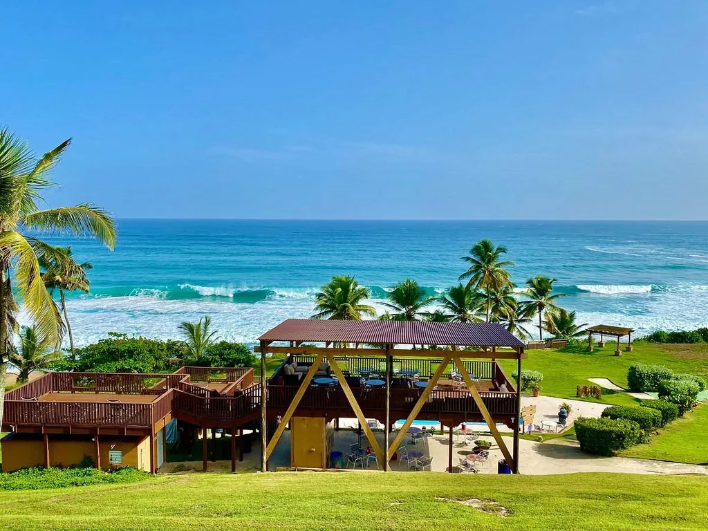 wooden structure behind ocean