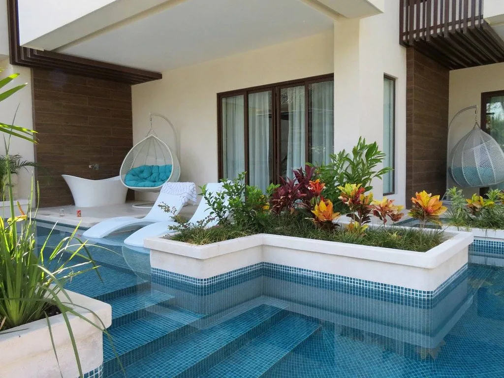 private resort pool with steps