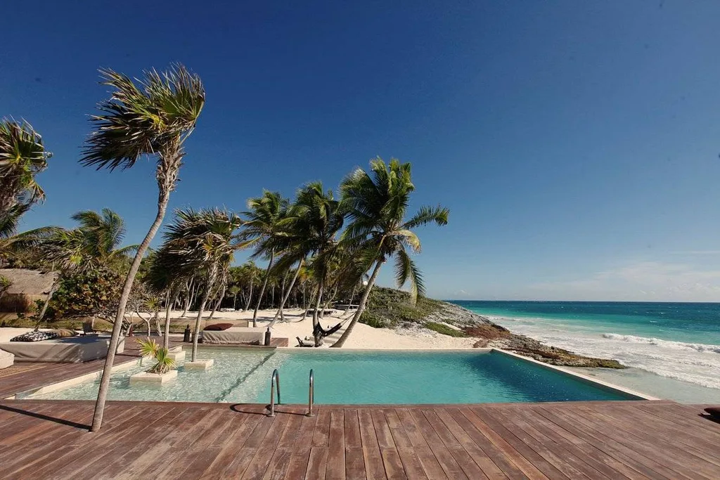 square resort pool on beach