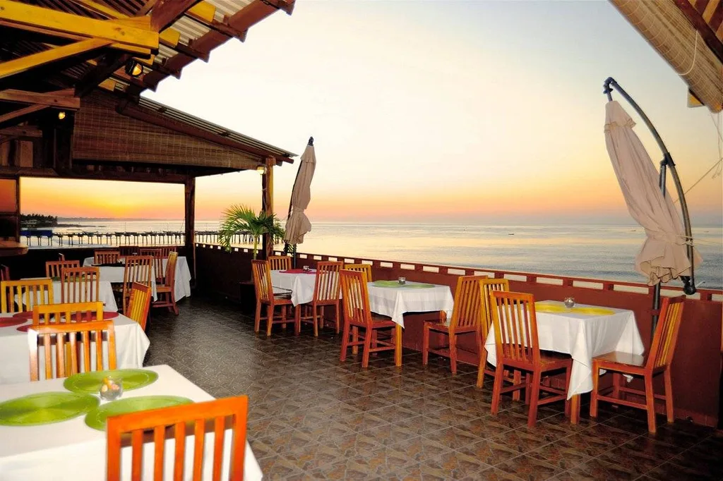 restaurant patio at sunset