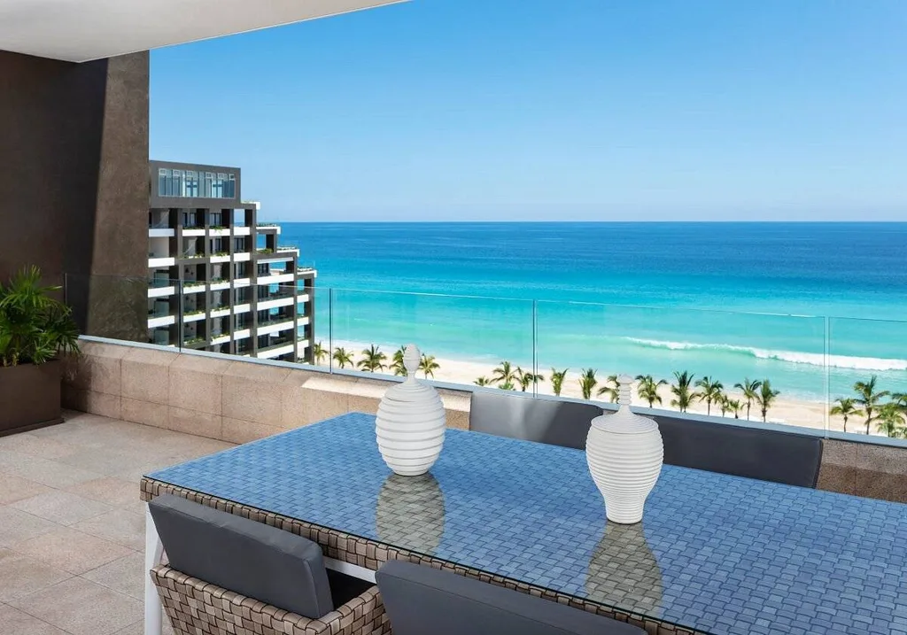 table on resort balcony overlooking ocean