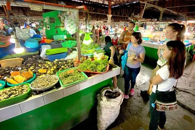 people at open food market