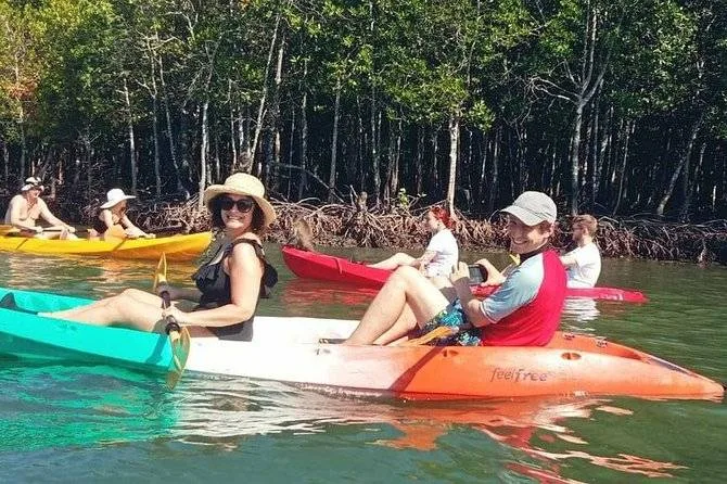 people in canoes